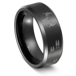 8mm Men Tungsten Carbide Ring Black Polished Engraved Deer Head Wedding Engagement Bands