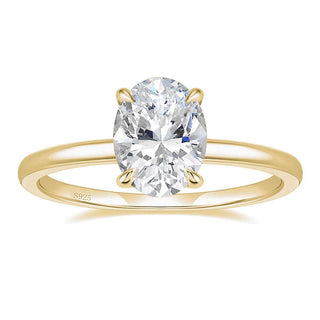 3ct 14k Gold Plated 925 Sterling Silver Rings Oval Cut Zirconia Diamond Solitaire Women Engagement Bands