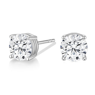 New Hypoallergenic 1 Carat Round Cut 925 Sterling Silver Cubic Zirconia Stud Earrings for Women
