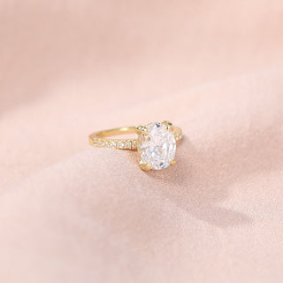 3ct 925 Sterling Silver Ring 14k Plated Gold Oval Cut Cubic Zirconia Women Engagement Bands
