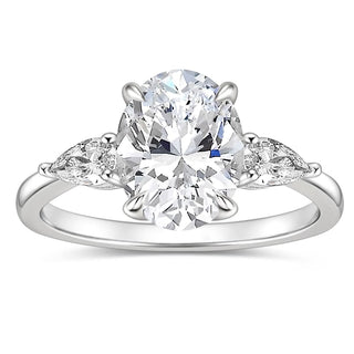 925 Sterling Silver Ring 3Ct Zircon 3-Stone Oval Cut Women Engagement Bands