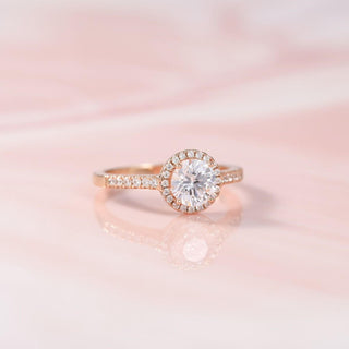 1.25Ct Rose Gold 925 Sterling Silver Rings Round Halo CZ Women Engagement Rings