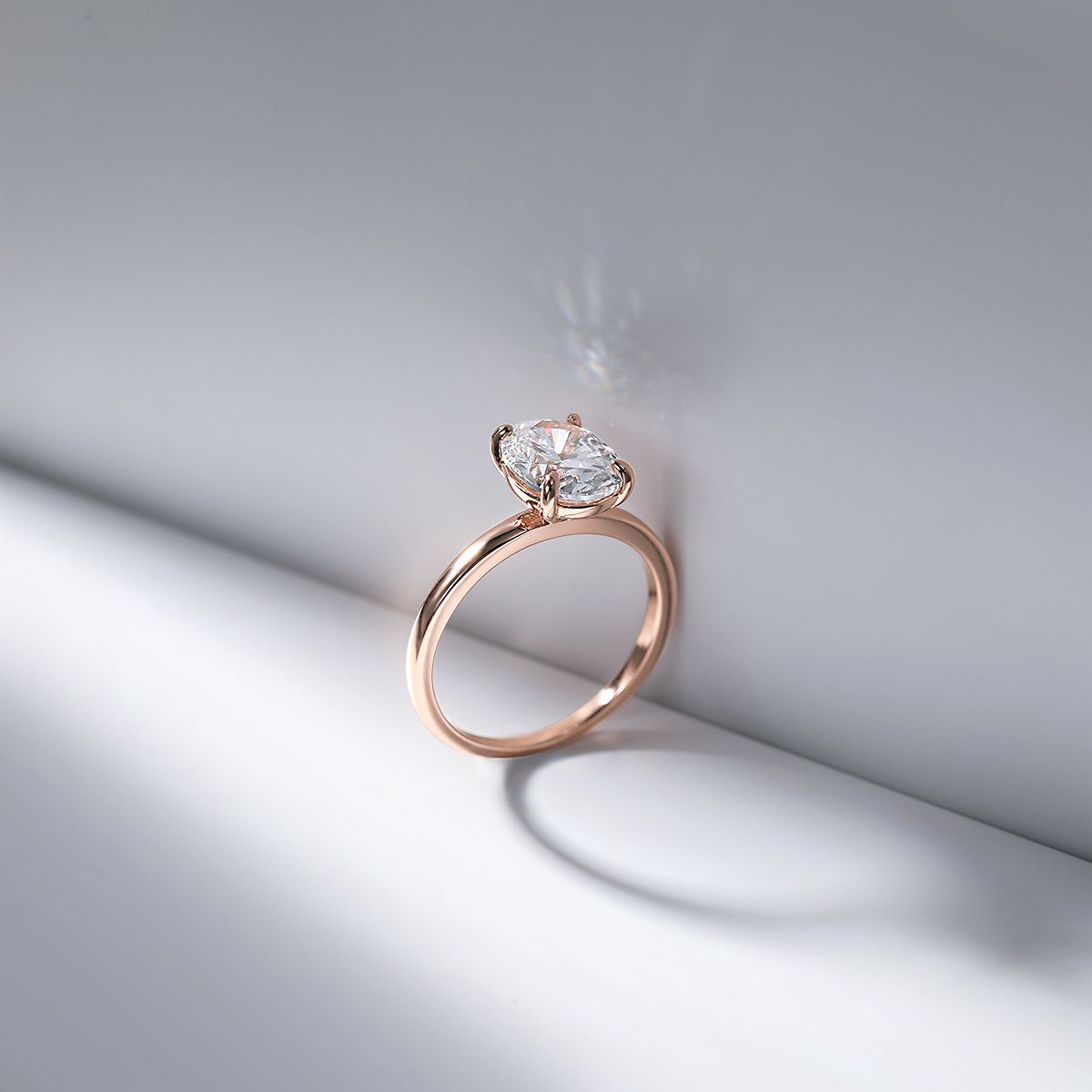3ct Rose Gold 925 Sterling Silver Rings for Women Oval Cut Zirconia Engagement Band