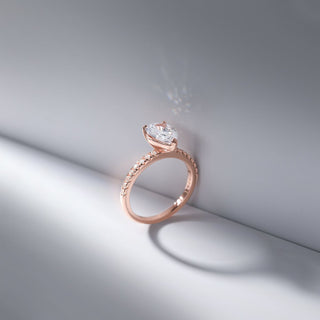 Rose Gold 2Ct 925 Sterling Silver Rings Pear Cut Cubic Zirconia CZ Teardrop Women Engagement Bands