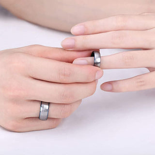 8mm Dark Silver Tungsten Carbide Ring Men Dome Brushed Wedding Bands Blue Inner Ring
