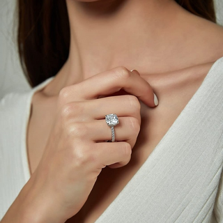 3.5Ct 925 Sterling Silver Rings Cushion Cut Cubic Zirconia CZ Women Engagement Rings