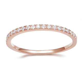 2mm Rose Gold 925 Sterling Silver Rings Women Cubic Zirconia Eternity Ring