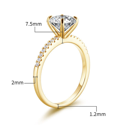 14K Gold Plated 925 Sterling Silver Women 1.25 CT Round Solitaire Cubic Zirconia Engagement Ring