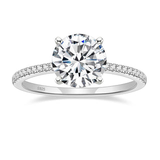925 Sterling Silver Ring Women Round Solitaire Cubic Zirconia Halo Engagement Bands