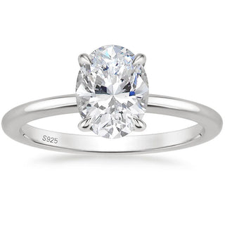 925 Sterling Silver Rings 3ct Oval Cut Zirconia Diamond Solitaire Ring Women Engagement Band