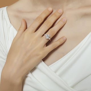 925 Sterling Silver Ring 3Ct Zircon 3-Stone Oval Cut Women Engagement Bands