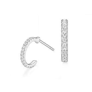 925 Sterling Silver Earrings Women CZ Cubic Zirconia Half Hoop Earrings Stud Fashion Jewelry Valentine's Day Present