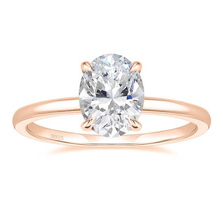 3ct Rose Gold 925 Sterling Silver Rings for Women Oval Cut Zirconia Engagement Band