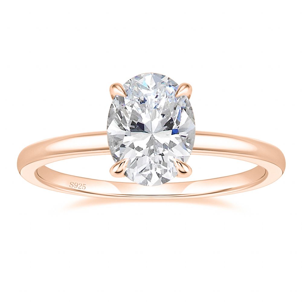 3ct Rose Gold 925 Sterling Silver Rings for Women Oval Cut Zirconia Engagement Band