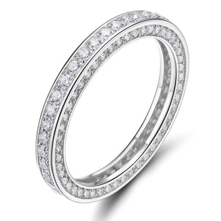 Women 925 Sterling Silver Ring Cubic Zirconia Eternity Rings