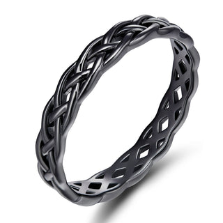 925 Sterling Silver Ring Women Black Celtic Knot Wedding Bands