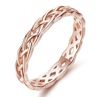 925 Sterling Silver Ring Women Rose Gold Celtic Knot Wedding Bands